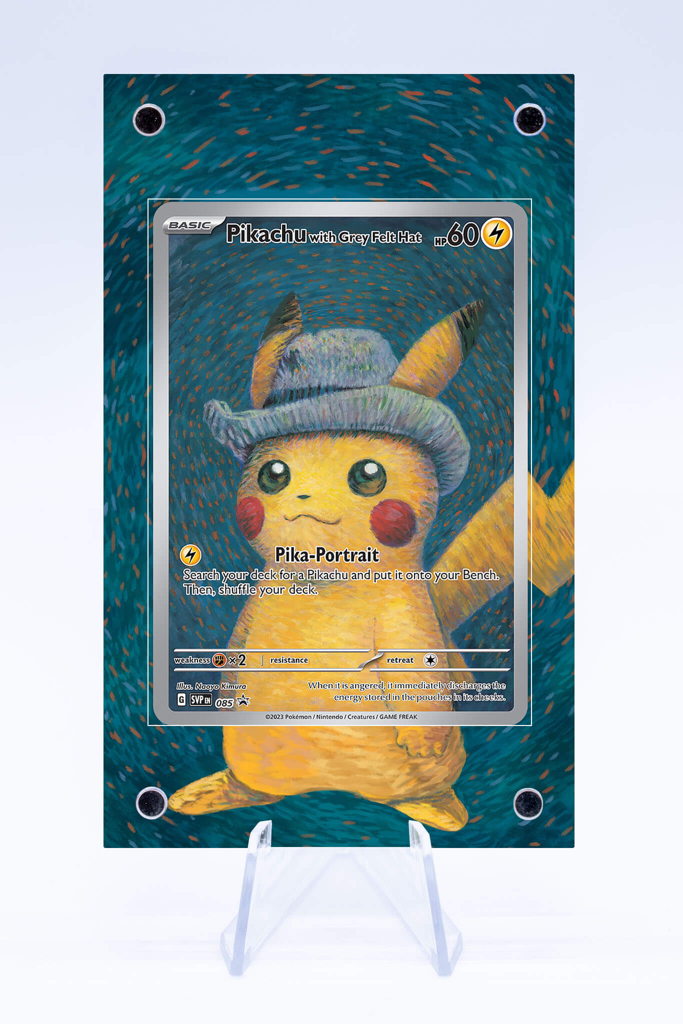 Pikachu with Grey Felt Hat Case | Van Gogh Case Promo | Art Guard (Ungraded)